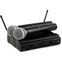 Marathon MA-WM59TWIN Twin Dual Channel Vhf Wireless Handheld System, Includes 2 X CardioID Handheld Microphones, Receiver, Power Supply, Carrying Case