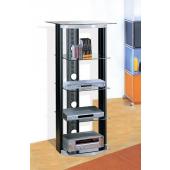 Bello At2567 Audio Tower, 5 Fixed Clear Glass Shelves Cble Mgm 